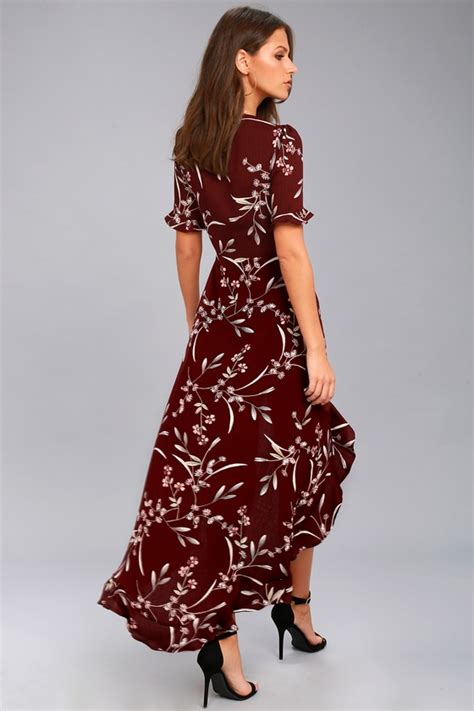 burgundy floral dress