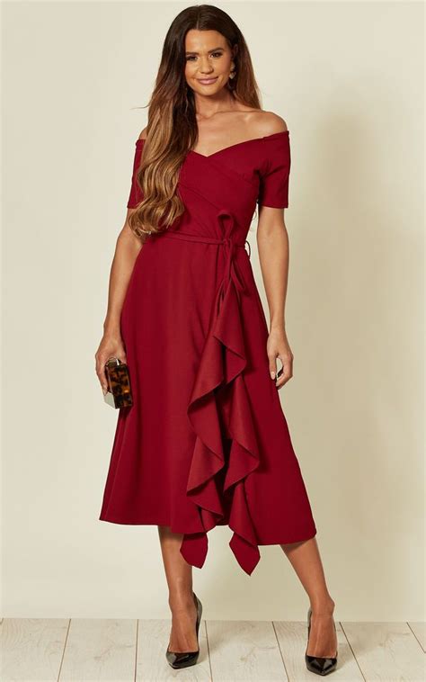 burgundy midi dress