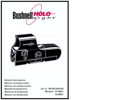 bushnell 52 0021 owners manual Doc