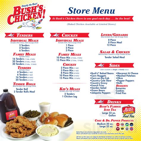 bushs chicken menu