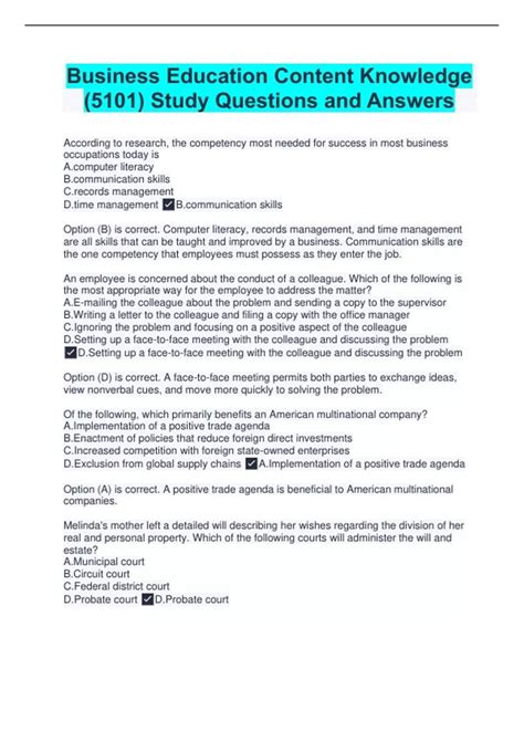 business education content knowledge study guide Reader