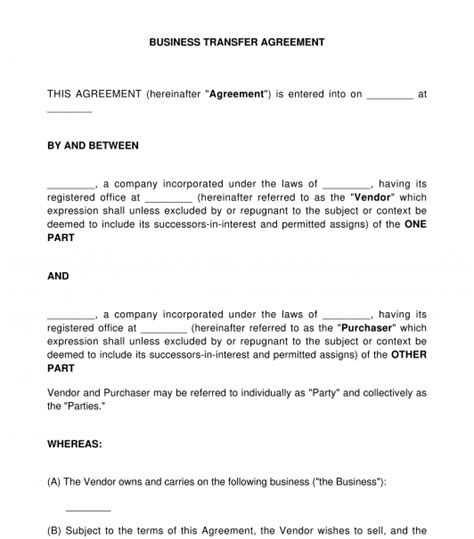business ownership transfer agreement template Ebook Doc