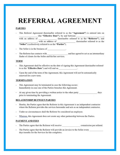 business referral agreement columbia services Epub