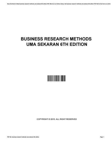 business research methods uma sekaran 6th edition Epub