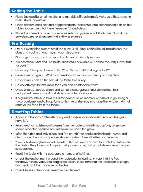 busser training manual Epub