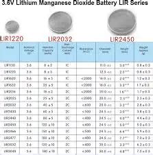 button cell battery specifications