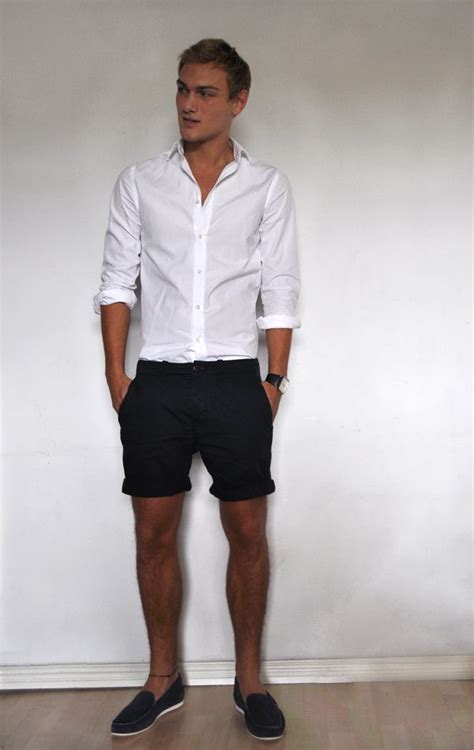 button down shirt and shorts