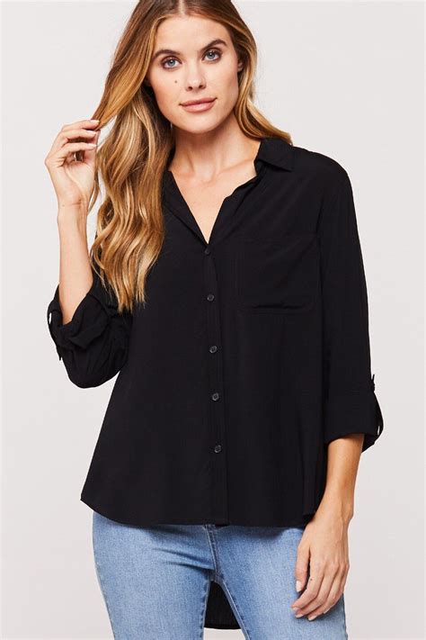 button up black shirt women