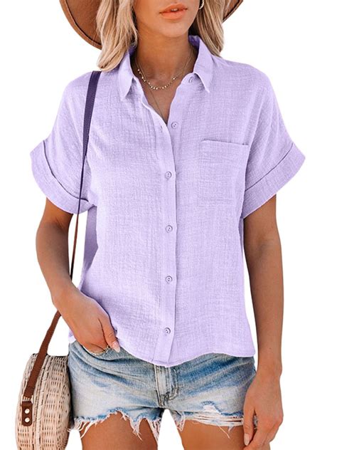 button up short sleeve shirts womens