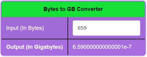 bytes to gig converter