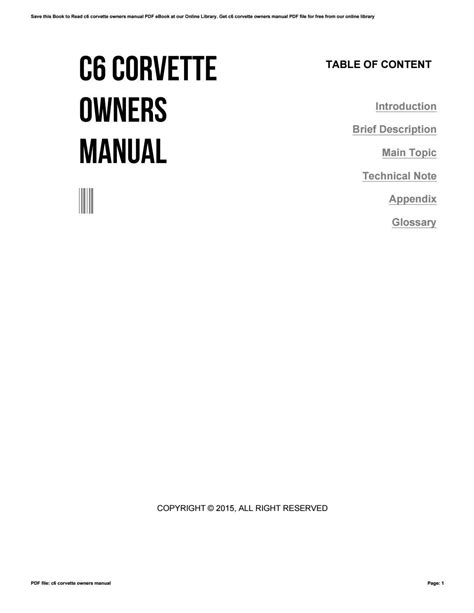 c6 corvette owners manual pdf Kindle Editon