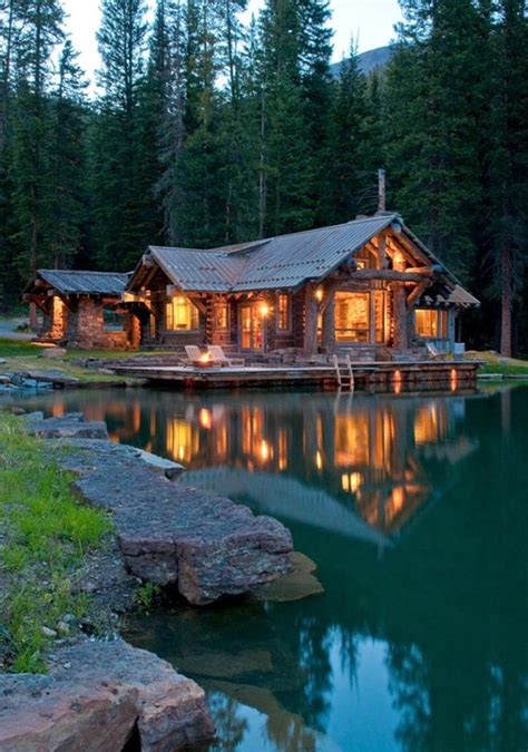 cabin by a lake