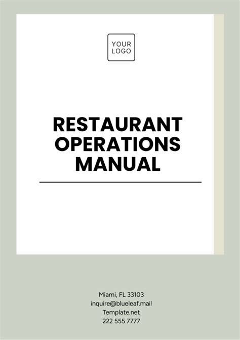 cafe operations manual Epub