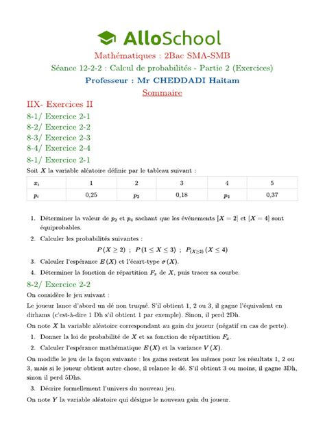 calcul des probabilits PDF
