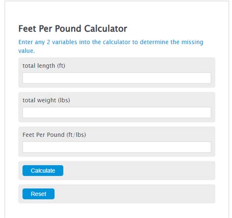 calculate foot pounds