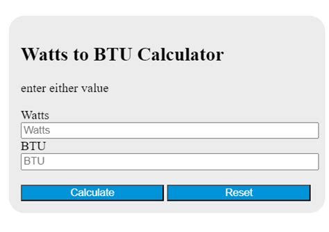 calculate watts to btu