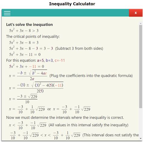 calculator for equations and inequalities