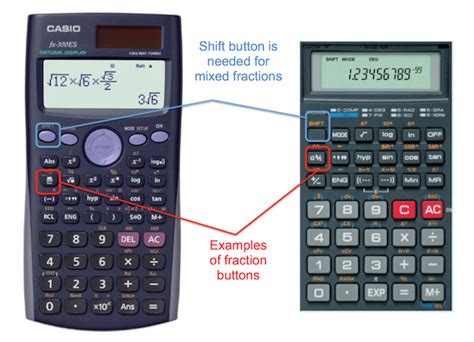 calculator with fraction button