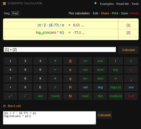 calculator with pi and fractions