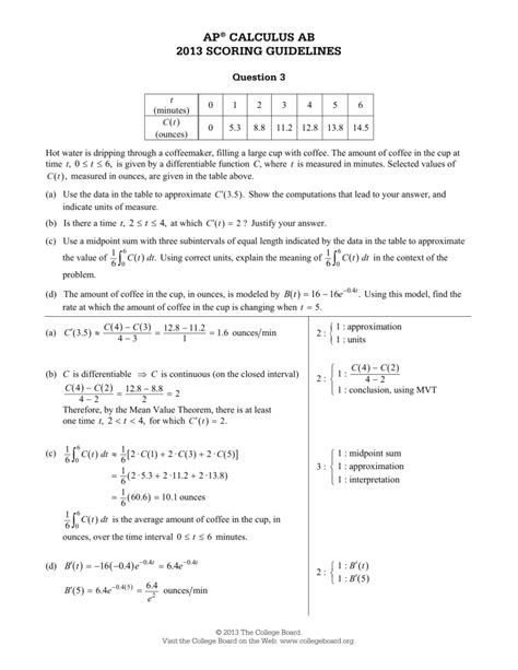 calculus ab response 2013 scoring guidelines PDF