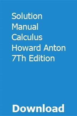 calculus howard anton 7th edition solution manual Epub