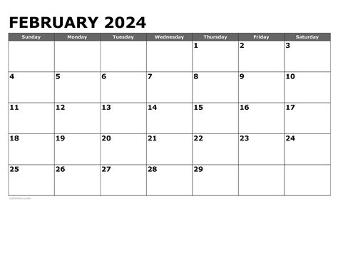 calendar for february 2024