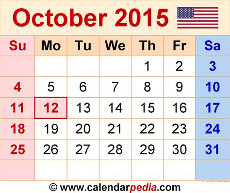 calendar october 2015 Reader