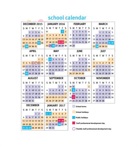 calendar template school year 2015 16 PDF