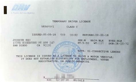 california dmv temporary id template Doc