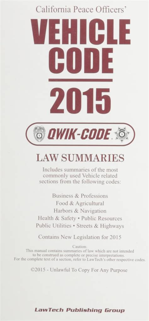 california peace officers vehicle code 2015 qwik code Kindle Editon