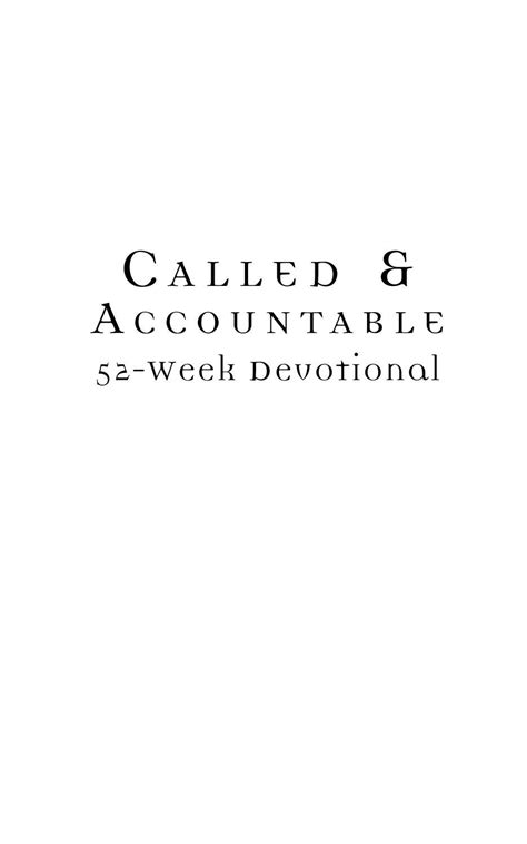 called and accountable 52 week devotional Kindle Editon