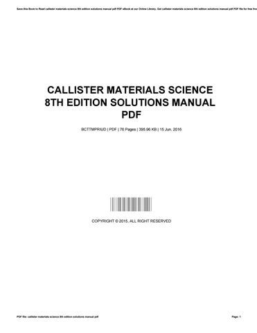 callister 8th edition solution manual Doc