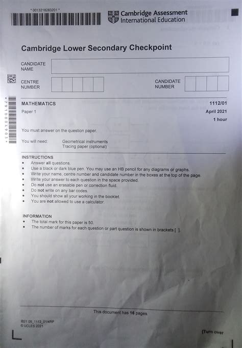 cambridge checkpoint exam papers maths Reader