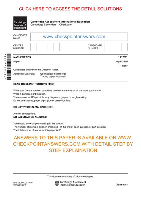 cambridge checkpoint past papers with answers Ebook Kindle Editon