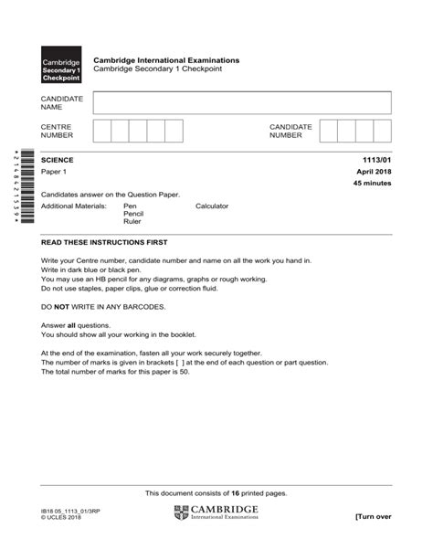 cambridge checkpoint science past papers with answers Kindle Editon