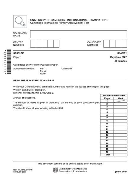 cambridge international primary achievement test past papers Reader