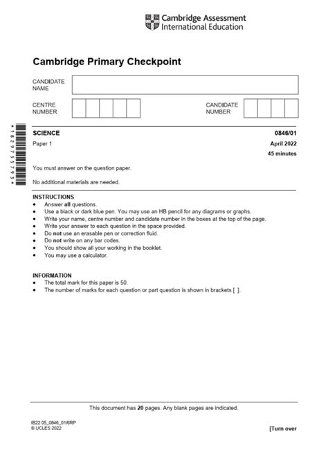 cambridge primary checkpoint science past papers Kindle Editon