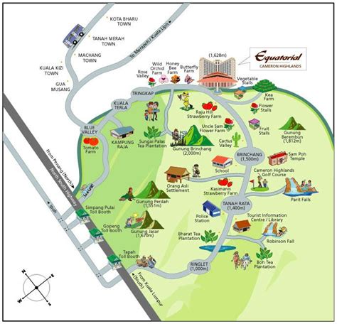 cameron highland map from simpang pulai