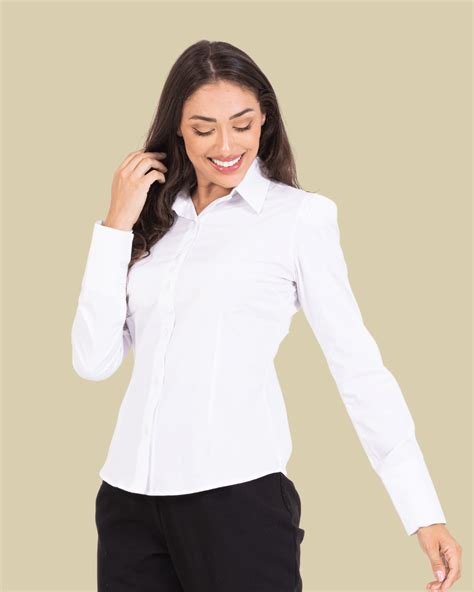 camisa branca manga longa feminina