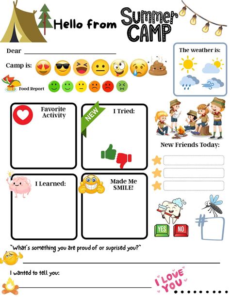 camp journal template for kids Doc