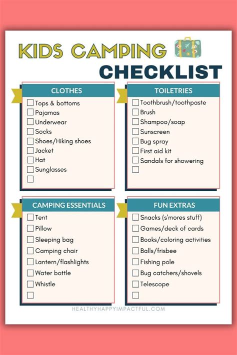 camping checklist with kids Kindle Editon