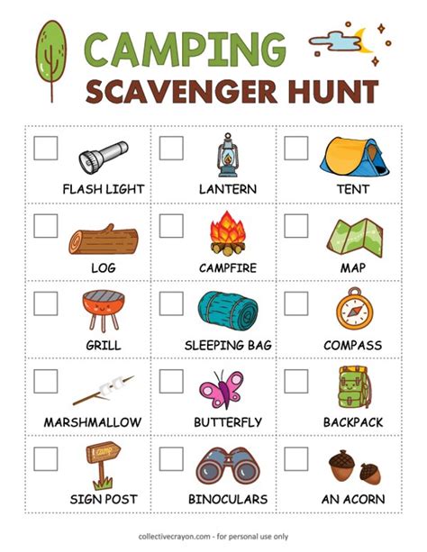 camping template scavenger hunt PDF