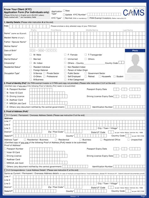 cams kyc forms