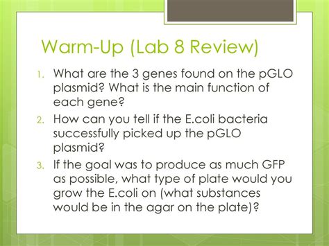 can you use pglo to observe functions of e.coli
