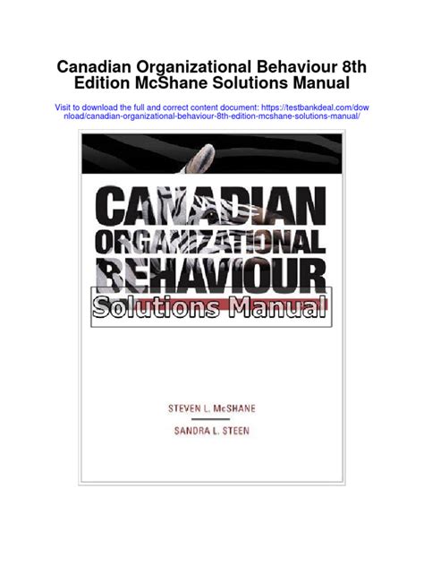 canadian organizational behaviour 8th edition multiple choice PDF