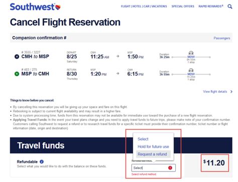 cancelling a flight with southwest