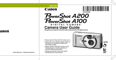 canon a100 user guide Reader