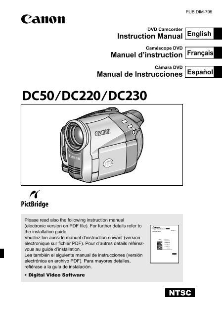 canon dc50 dvd manual PDF