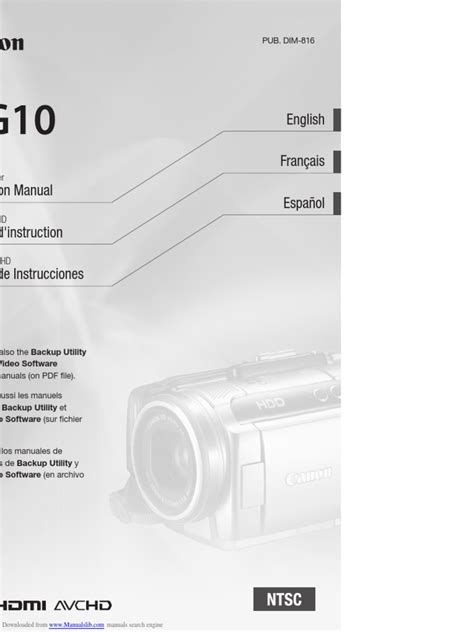 canon hg10 user manual PDF
