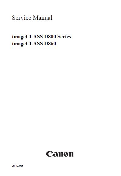 canon imageclass d860 service manual pdf PDF